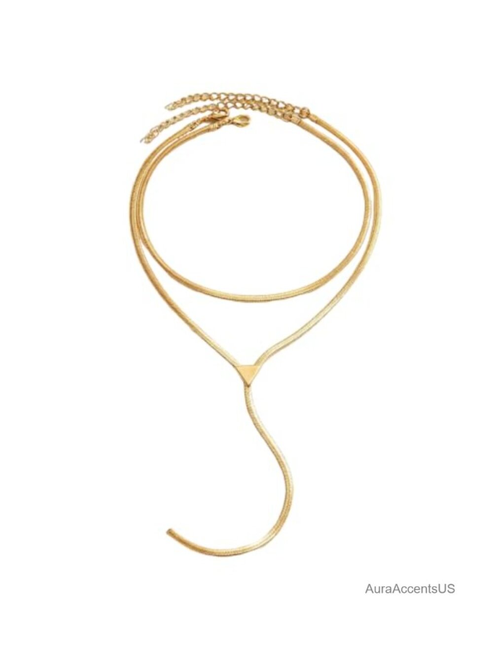 Metallic Snake Bone Choker Necklace for Women Layered Dangle Style Alloy